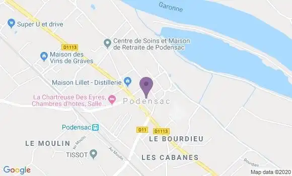 Localisation Crédit Agricole Agence de Podensac