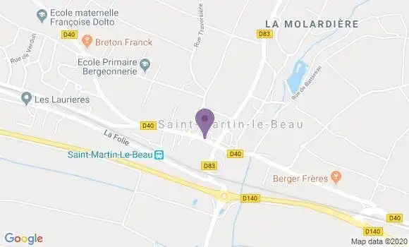 Localisation Crédit Agricole Agence de Saint Martin le Beau