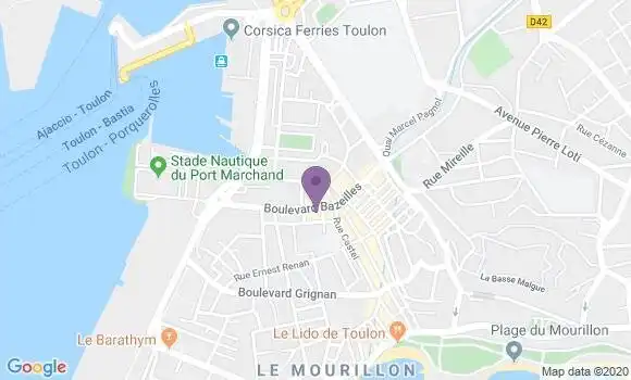 Localisation LCL Agence de Toulon le Mourillon