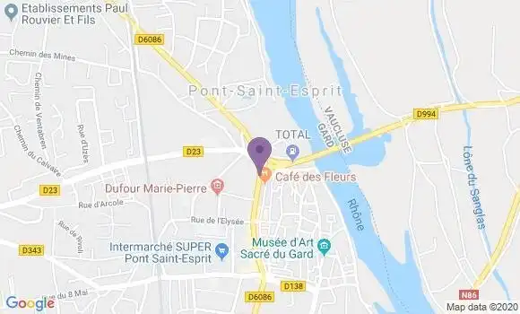 Localisation Crédit Agricole Agence de Pont Saint Esprit