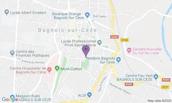 Localisation Crédit Agricole Agence de Bagnols sur Cèze Escanaux