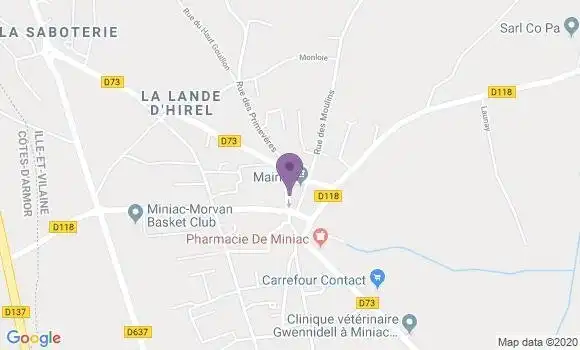 Localisation Crédit Agricole Agence de Miniac Morvan