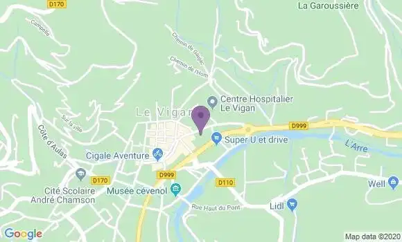 Localisation Crédit Agricole Agence de Le Vigan