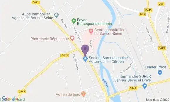 Localisation Crédit Agricole Agence de Bar sur Seine