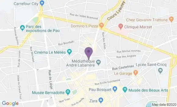 Localisation Crédit Agricole Agence de Pau Carnot
