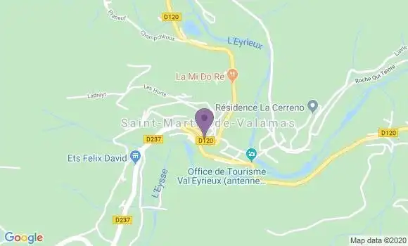Localisation Crédit Agricole Agence de Saint Martin de Valamas