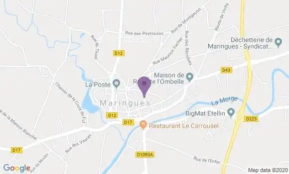 Localisation Crédit Agricole Agence de Maringues
