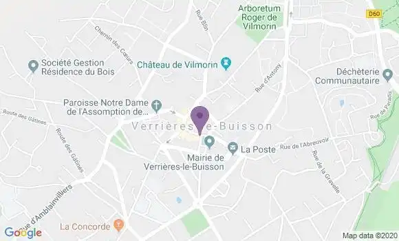 Localisation Crédit Agricole Agence de Verrières le Buisson