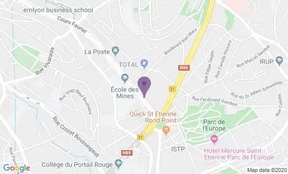 Localisation LCL Agence de Saint Etienne Rond Point
