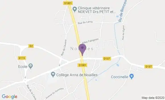 Localisation Crédit Agricole Agence de Noailles