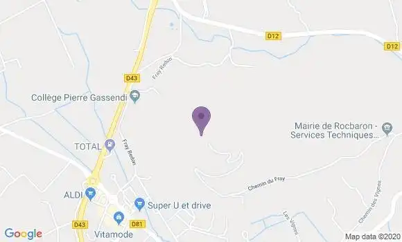 Localisation Crédit Agricole Agence de Rocbaron