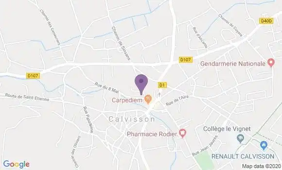 Localisation Crédit Agricole Agence de Calvisson