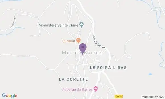 Localisation Crédit Agricole Agence de Mur de Barrez