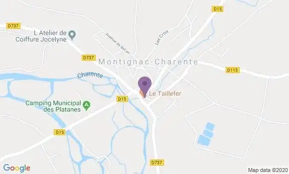 Localisation Crédit Agricole Agence de Montignac sur Charente