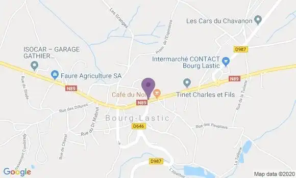 Localisation Crédit Agricole Agence de Bourg Lastic