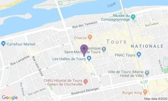 Localisation Crédit Agricole Agence de Tours les Halles