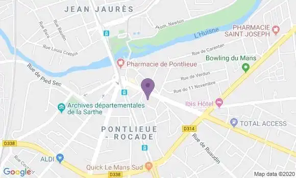 Localisation Crédit Agricole Agence de Le Mans Pontlieue