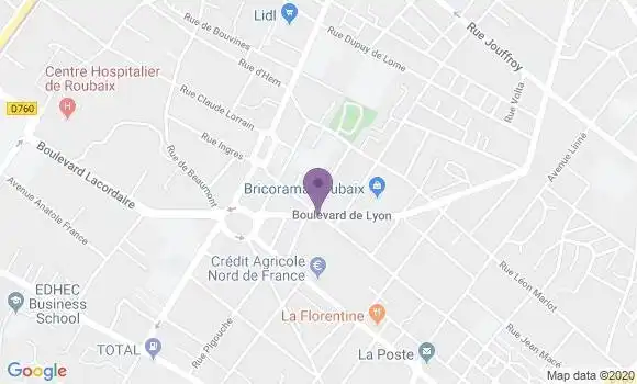 Localisation LCL Agence de Roubaix Saint Jean Baptiste