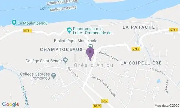 Localisation Crédit Agricole Agence de Champtoceaux