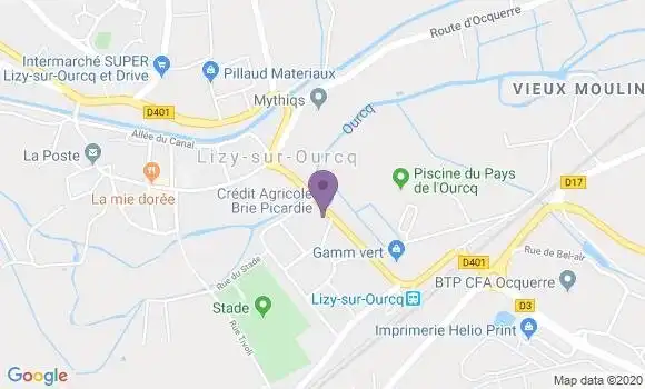 Localisation Crédit Agricole Agence de Lizy sur Ourcq