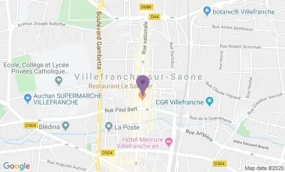 Localisation LCL Agence de Villefranche sur Saône