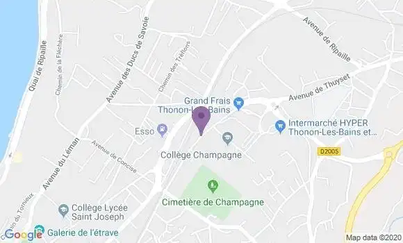 Localisation Crédit Agricole Agence de Thonon les Bains Thuyset