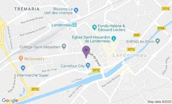 Localisation Crédit Agricole Agence de Landerneau