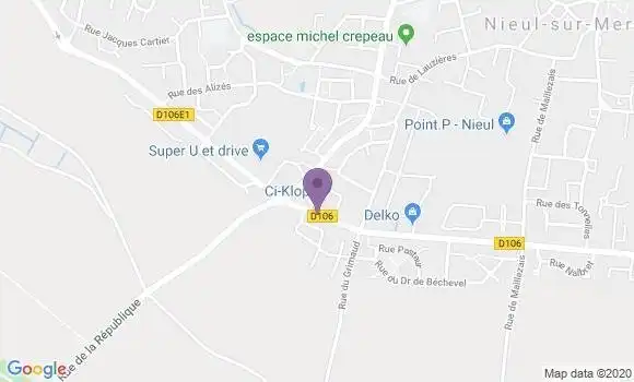 Localisation Crédit Agricole Agence de Nieul sur Mer