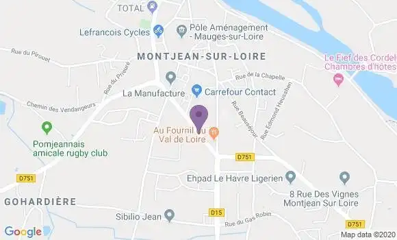 Localisation Crédit Agricole Agence de Montjean sur Loire
