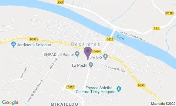 Localisation Crédit Agricole Agence de Bessières