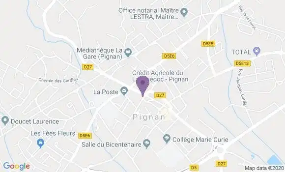 Localisation Crédit Agricole Agence de Pignan