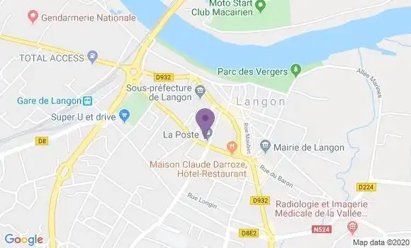 Localisation Crédit Agricole Agence de Langon