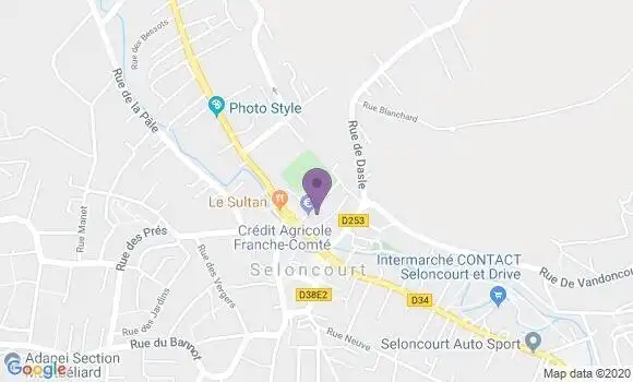 Localisation Crédit Agricole Agence de Seloncourt