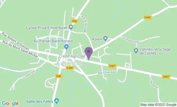 Localisation Crédit Agricole Agence de Barenton