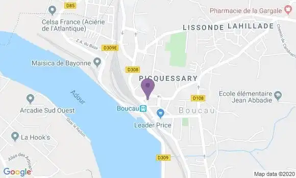 Localisation Crédit Agricole Agence de Boucau