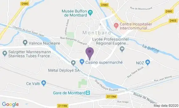 Localisation Crédit Agricole Agence de Montbard