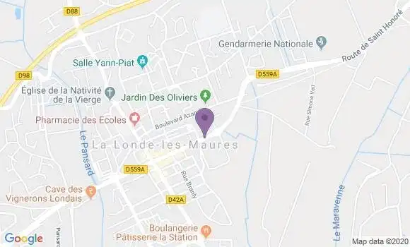Localisation Crédit Agricole Agence de La Londe les Maures