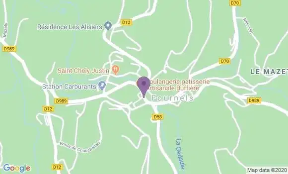 Localisation Crédit Agricole Agence de Fournels