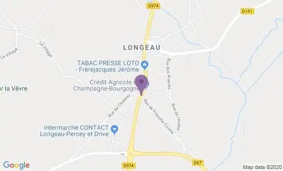 Localisation Crédit Agricole Agence de Longeau Percey