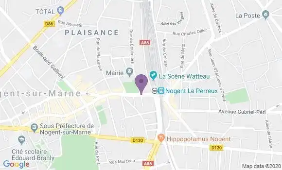 Localisation Crédit Agricole Agence de Nogent sur Marne
