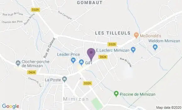 Localisation Crédit Agricole Agence de Mimizan