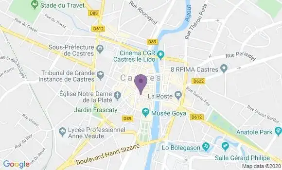 Localisation Crédit Agricole Agence de Castres Sud Entreprises