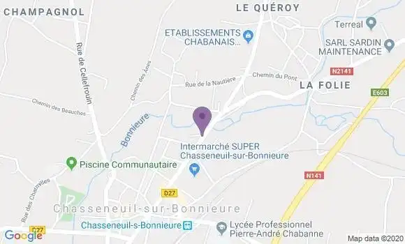 Localisation Crédit Agricole Agence de Chasseneuil sur Bonnieure