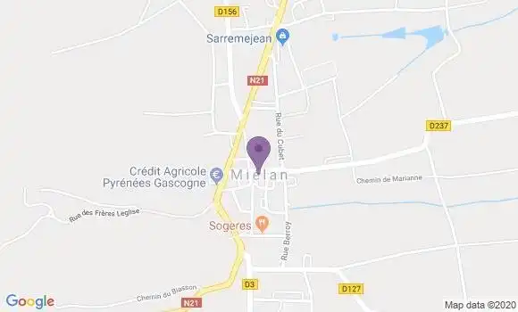Localisation Crédit Agricole Agence de Miélan
