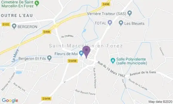 Localisation Crédit Agricole Agence de Saint Marcellin en Forez