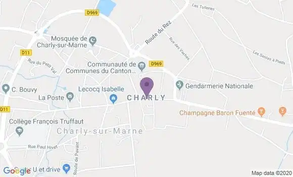 Localisation Crédit Agricole Agence de Charly sur Marne