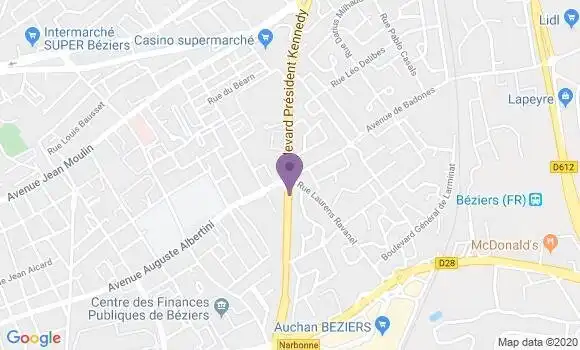 Localisation Crédit Agricole Agence de Béziers Juin