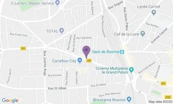 Localisation Crédit Agricole Agence de Roanne Mulsant