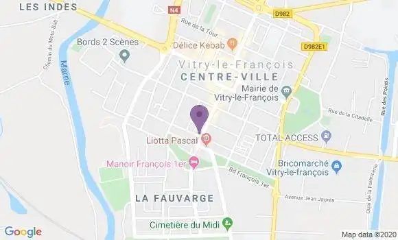 Localisation Crédit Agricole Agence de Vitry le François Professionnels