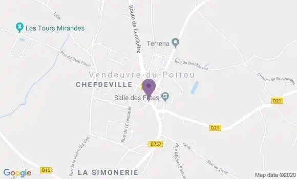 Localisation Crédit Agricole Agence de Vendeuvre du Poitou